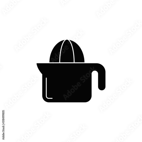 Citrus press, lemon squeezer, manual juicer icon in black flat glyph, filled style isolated on white background