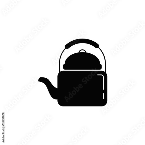 kettle icon in black flat glyph, filled style isolated on white background