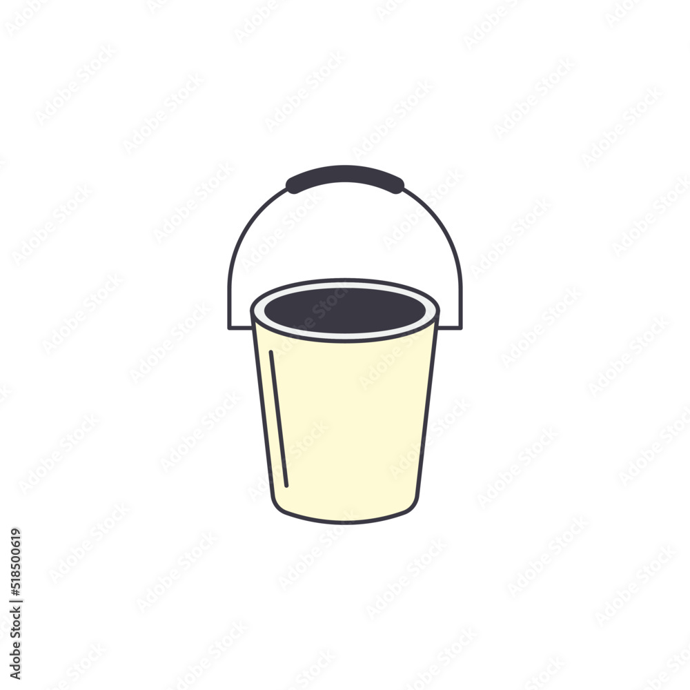 Bucket, pail icon in color, isolated on white background Bucket, pail icon in color, isolated on white background
