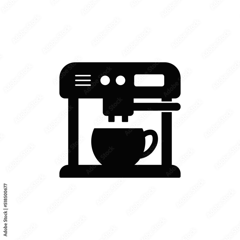 Coffee brewer icon in black flat glyph, filled style isolated on white background Coffee brewer icon in black flat glyph, filled style isolated on white background