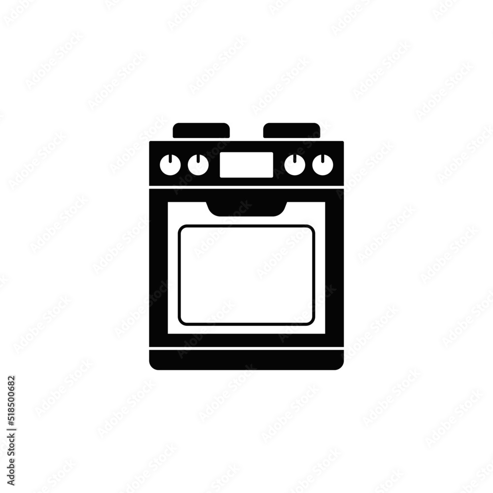 Burner oven icon in black flat glyph, filled style isolated on white background Burner oven icon in black flat glyph, filled style isolated on white background