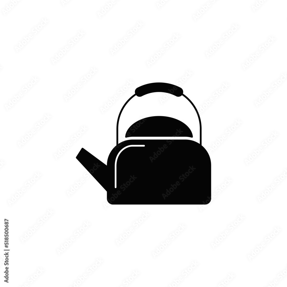 Fototapeta premium kettle icon in black flat glyph, filled style isolated on white background