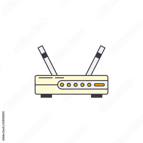 wifi router, wifi modem icon in color, isolated on white background 