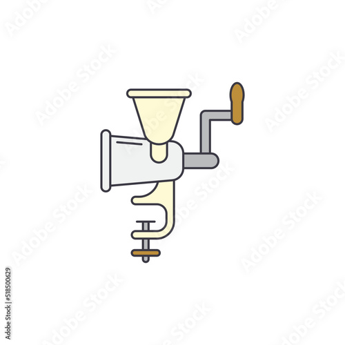 Food mincer, meat chopper, meat grinder icon in color, isolated on white background 