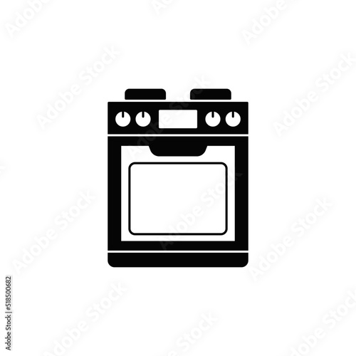 Burner oven icon in black flat glyph, filled style isolated on white background