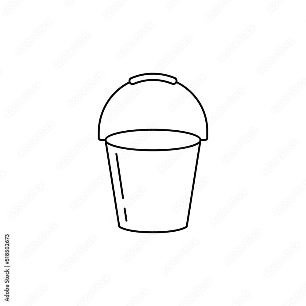 Bucket, pail icon in line style icon, isolated on white background Bucket, pail icon in line style icon, isolated on white background