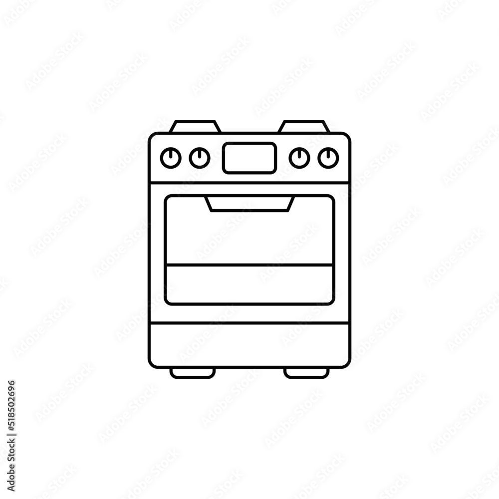 Burner oven icon in line style icon, isolated on white background Burner oven icon in line style icon, isolated on white background