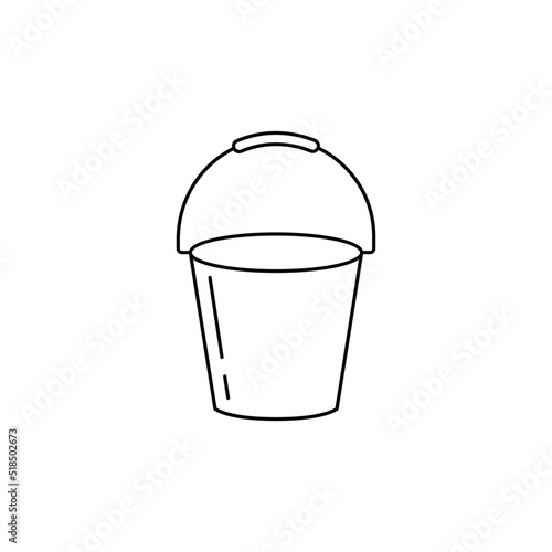  Bucket, pail icon in line style icon, isolated on white background