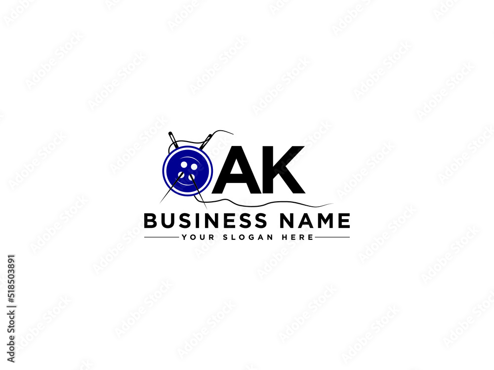 Letter AK ka Logo Icon, Unique Ak Tailor Logo Design For Your Clothes Business - obrazy, fototapety, plakaty 