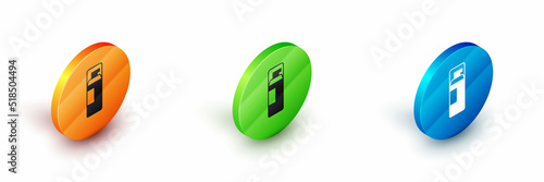 Isometric Shaving gel foam icon isolated on white background. Shaving cream. Circle button. Vector