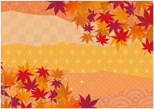 秋の紅葉和風背景
