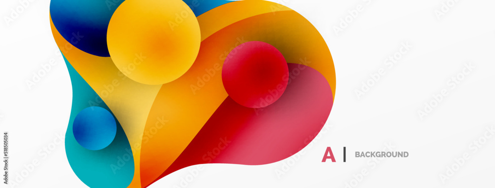 Flowing geometric shapes minimalist abstract background. Round shapes and circles. Wallpaper for concept of AI technology, blockchain, communication, 5G, science, business Flowing geometric shapes minimalist abstract background. Round shapes and circles. Wallpaper for concept of AI technology, blockchain, communication, 5G, science, business