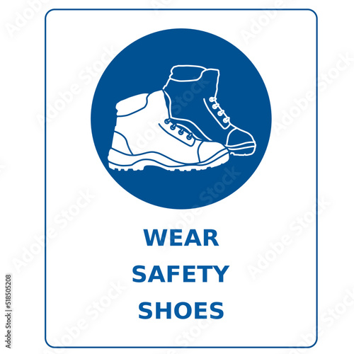Caution sign wear safety shoes dark blue vector icons
