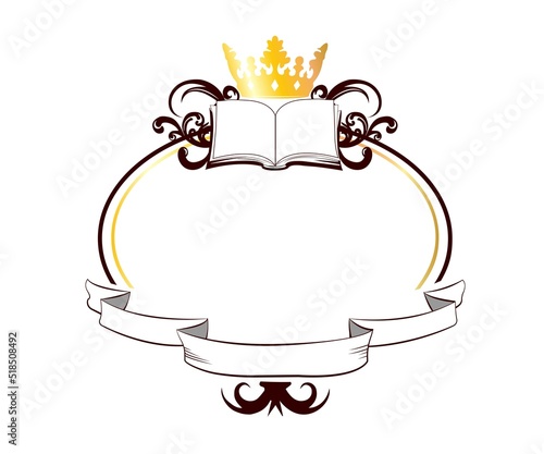 Royal frame template with crown golden brown decoration isolated wedding bridal banner party