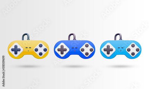 Joystick gamepad 3d icon. gaming console or game controller. Computer gaming. Cartoon minimal style. 3d rendered illustration.