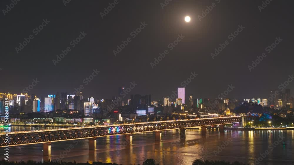 Wuhan city skyline night aerial photography scenery Wuhan city skyline night aerial photography scenery