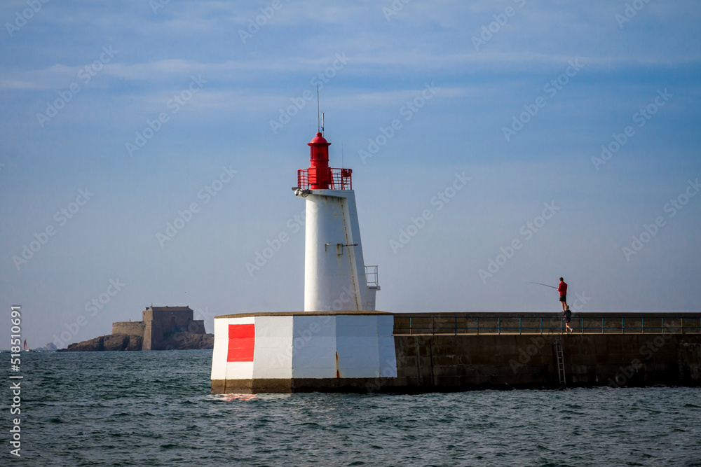 Saint-Malo lighthouse and pier, Brittany, France