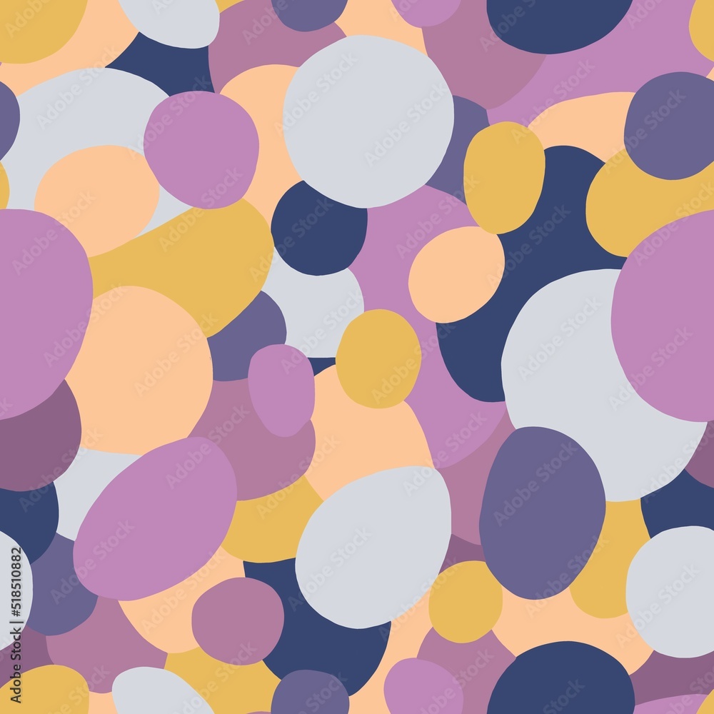 Seamless pattern with purple and yellow spots.