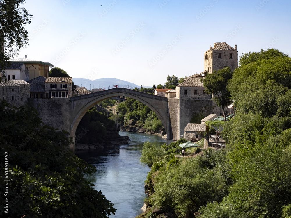 Mostar on the Neretva River is one of the largest cities in Bosnia and Herzegovina. The Old Bridge is on the UNESCO cultural heritage list.