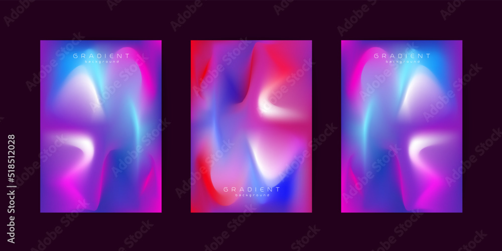 SET of Abstract rainbow gradient Background design. with Curve Fluid colorful Shapes. Modern Vector Illustration for decorective wallpaper, pattern, textures, Poster, Liquid templates