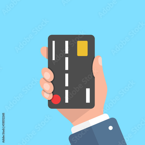 Wallpaper Mural Credit card in hand illustration in flat style. Online payment vector illustration on isolated background. Banking sign business concept. Torontodigital.ca