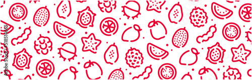 Tropical fruits icon pattern background wide banner photo