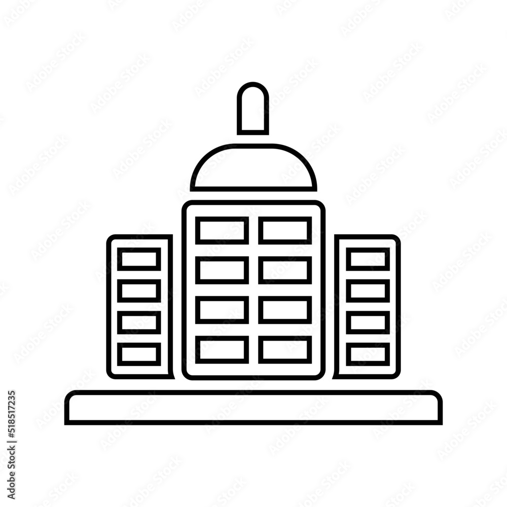 Building, house, hotel outline icon. Line art vector. Building, house, hotel outline icon. Line art vector.