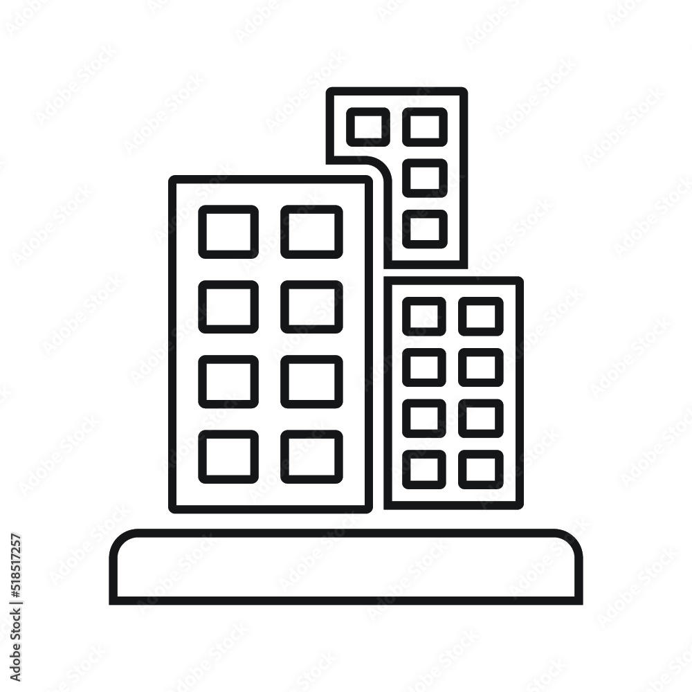 Office center, company buildings line icon. Outline vector. Office center, company buildings line icon. Outline vector.