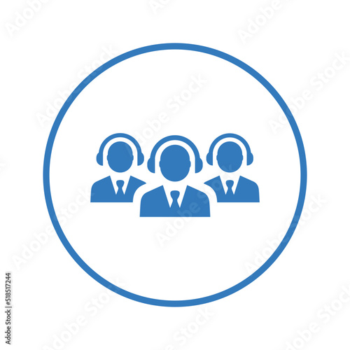 Call center, hotline number icon. Blue color design.