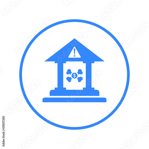 Crash, bankrupt, banking, danger icon. Blue color design.