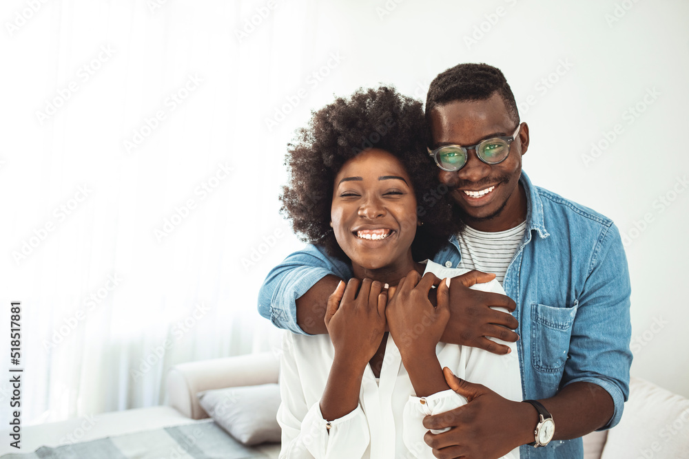 Happy mature black couple bonding to each other and smiling. Portrait ...