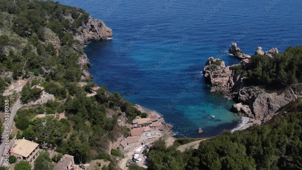 Cala Deia beautiful panoramic view of a beach in the seacost of the island of Mallorca. Consept of holiday, summer, relax and enjoy