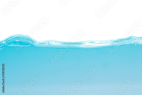 Water surface, ripple, wave and bubbles isolated on white background.