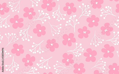 Wallpaper Mural Seamless floral pattern based on traditional folk art ornaments. Art flowers on color background. Scandinavian style. Sweden nordic style. Vector illustration. Simple minimalistic pattern Torontodigital.ca