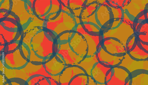Creative painted circles geometry fabric print. Round shape splotch overlapping elements vector