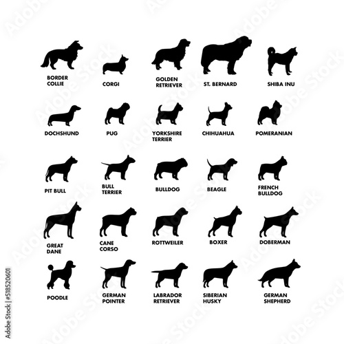 set of dog silhouettes photo