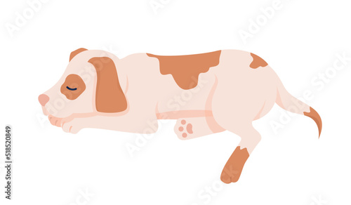 Cute sleeping dog semi flat color vector character. Editable figure. Full sized animal on white. Family member. Loving pet simple cartoon style illustration for web graphic design and animation