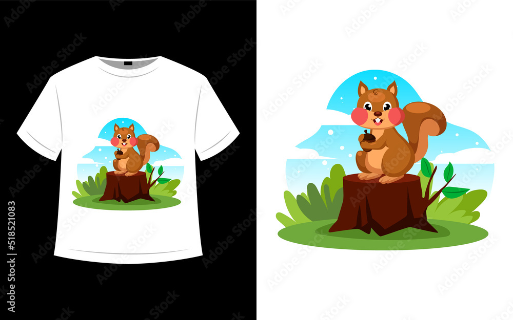 Squirrel on wood t shirt design Squirrel on wood t shirt design