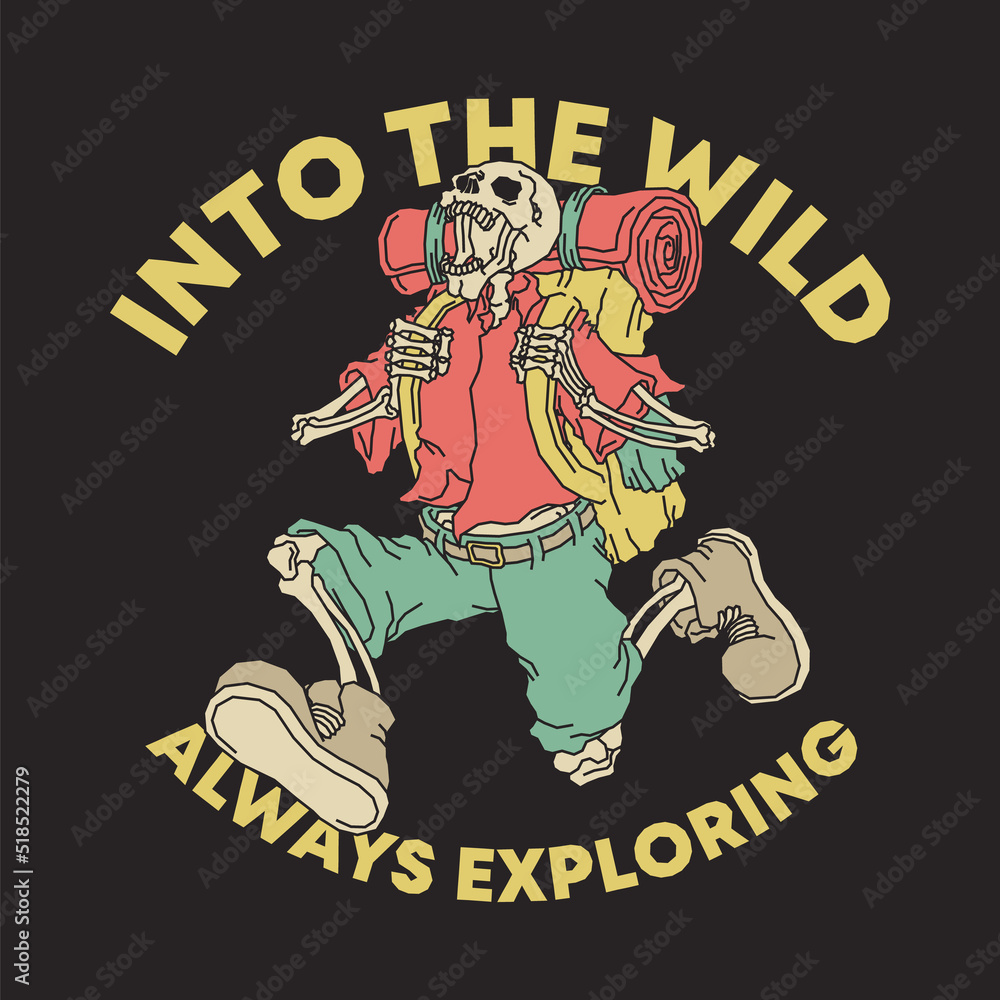 retro illustration of backpacker skeleton retro illustration of backpacker skeleton