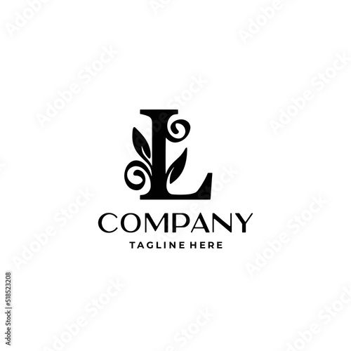 letter l logo design monogram with flourish decoration vector