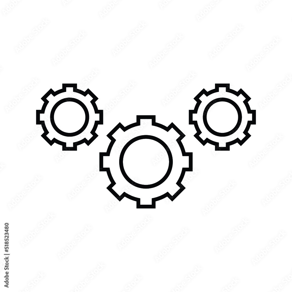 Settings, tools, gear, gears outline icon. Line art vector.