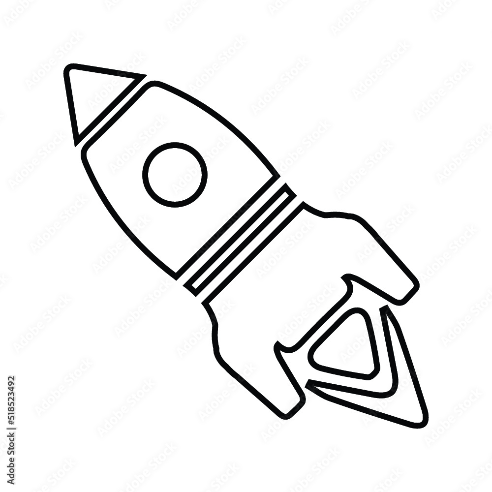 Project launch, space ship outline icon. Line art vector. Project launch, space ship outline icon. Line art vector.