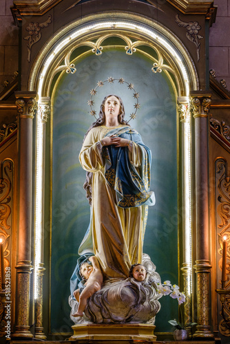 escultura de la virgen inmaculada, Iglesia de la Inmaculada Concepción, siglo XIX, Sant Matgi,  Palma, Mallorca, balearic islands, Spain