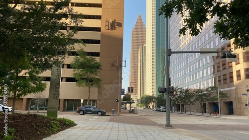 HOUSTON, TEXAS - March, 2022: Houston city downtown empty area.