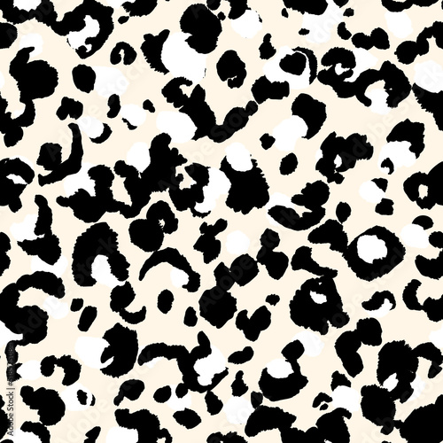 Abstract modern leopard seamless pattern. Animals trendy background. Beige and black decorative vector stock illustration for print  card  postcard  fabric  textile. Modern ornament of stylized skin