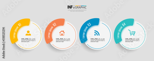 Circle infographic elements with 4 steps	
