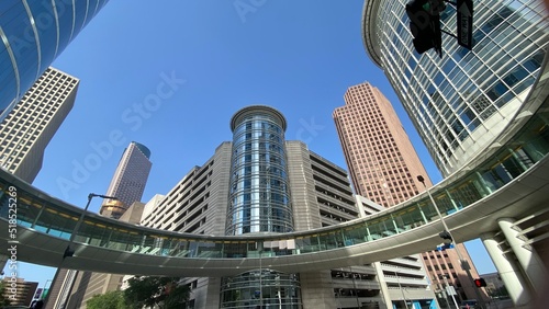 HOUSTON, TEXAS - March, 2022: Downtown empty city area.