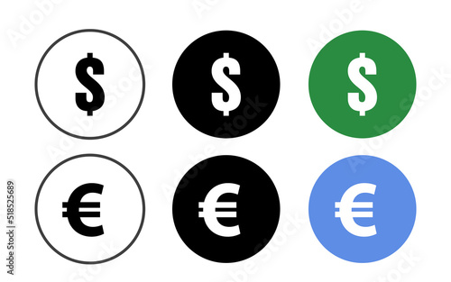 Dollar and Euro currency symbol illustration