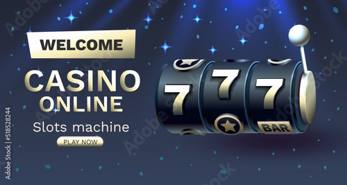 Casino slots winner, fortune of luck, 777 win banner. Vector