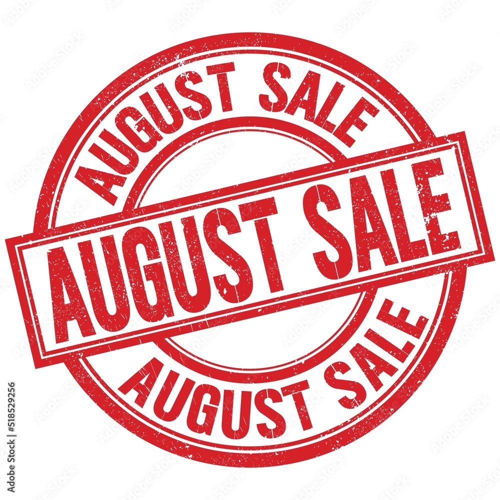 AUGUST SALE written word on red stamp sign AUGUST SALE written word on red stamp sign